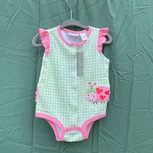 NWT First Impressions green gingham romper size 6-9 months